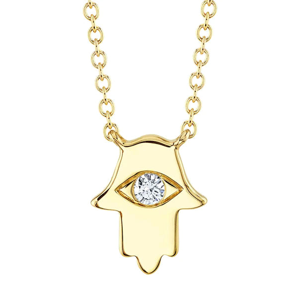 14K Gold Diamond Hamsa Necklace