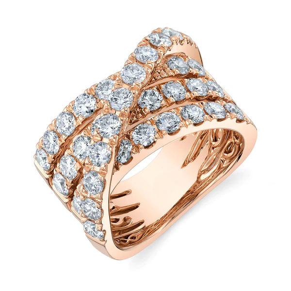 14K Gold Diamond Crossover X Bridge Ring