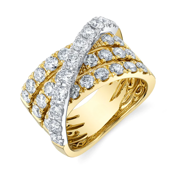 14K Gold Diamond Crossover X Bridge Ring