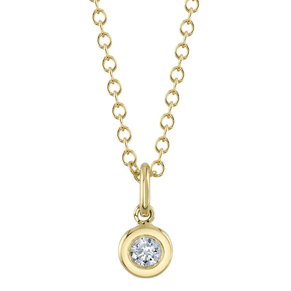 14K Gold Bezel Diamond Pendant Necklace