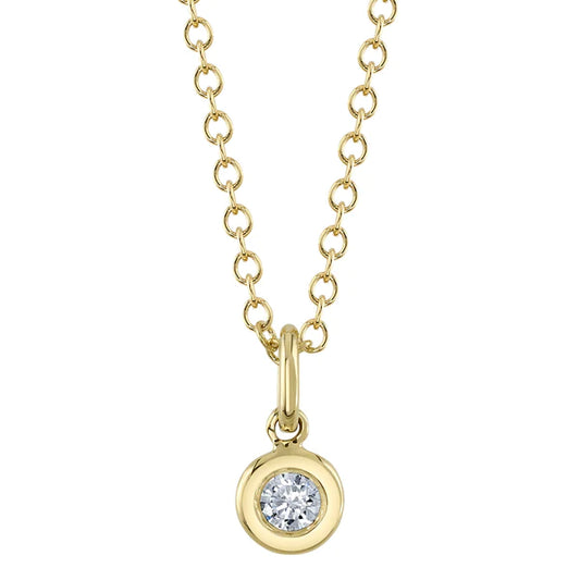 14K Gold Bezel Diamond Pendant Necklace