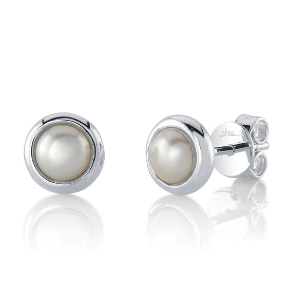 4K Gold Pearl Stud Earrings