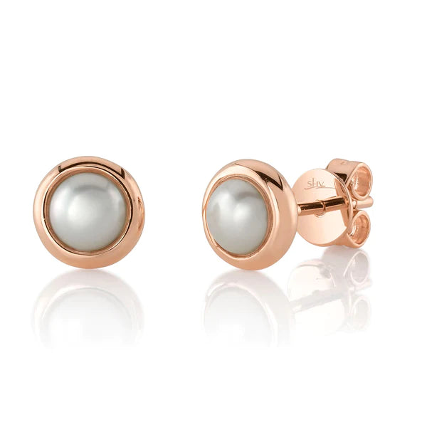 4K Gold Pearl Stud Earrings