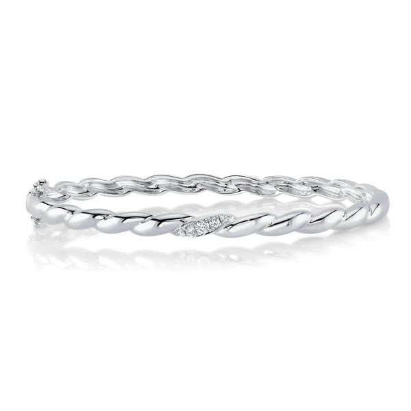 14K Gold 0.12 CT Diamond Bangle Bracelet