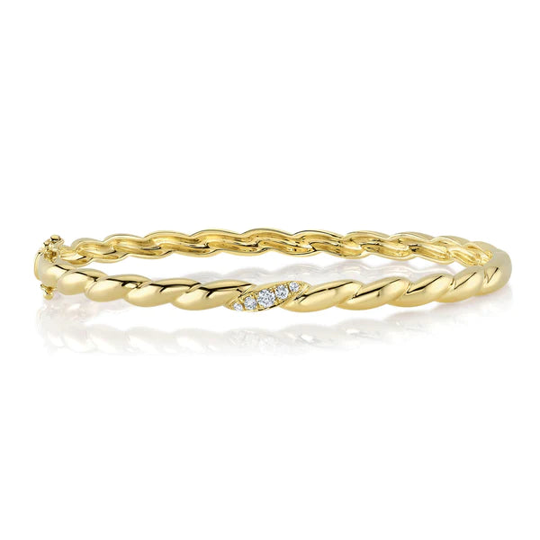 14K Gold 0.12 CT Diamond Bangle Bracelet