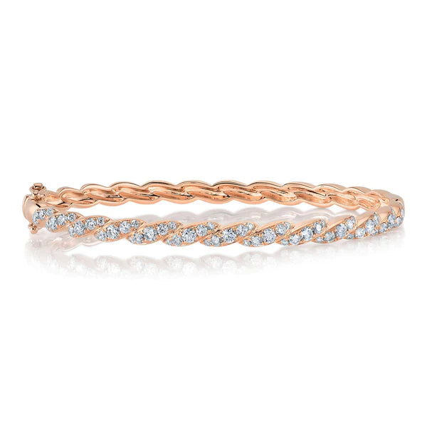 14K Gold 1.60 CT Diamond Bangle Bracelet