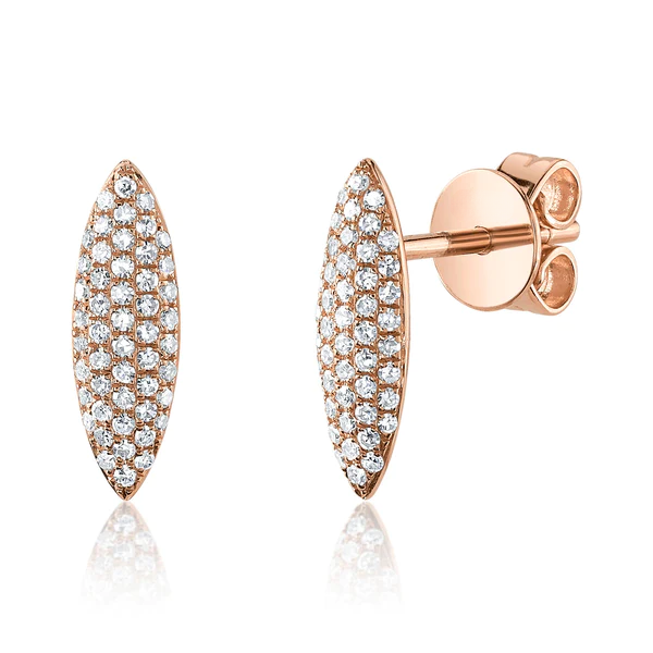 14K Gold 0.22 CT Diamond Marquise Eye Shape Earrings