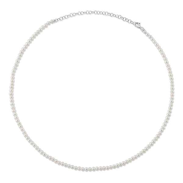 14K Gold Pearl Tennis Necklace