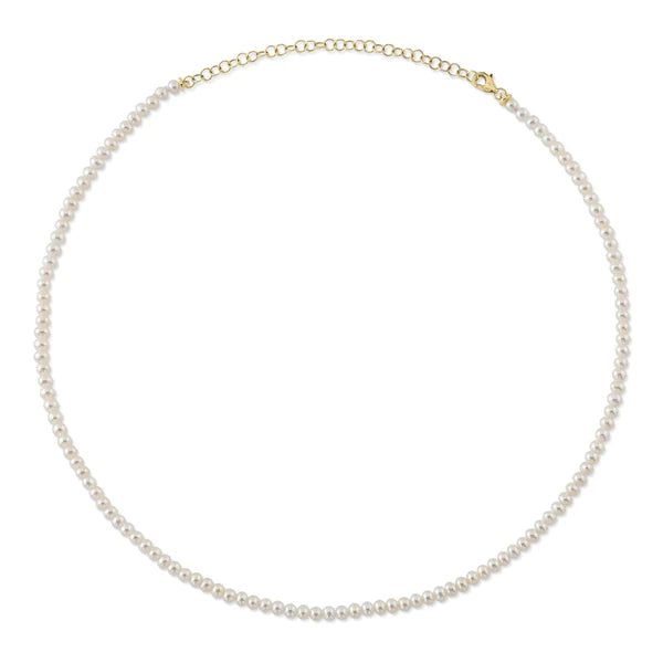14K Gold Pearl Tennis Necklace