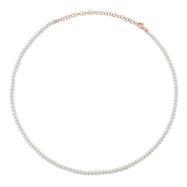 14K Gold Pearl Tennis Necklace