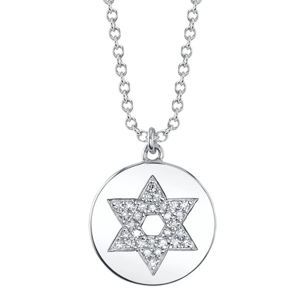 14K Gold Diamond Star Of David Necklace
