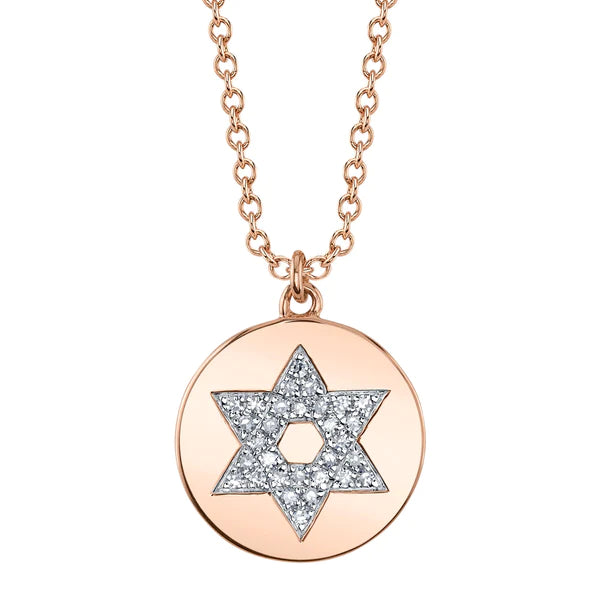14K Gold Diamond Star Of David Necklace