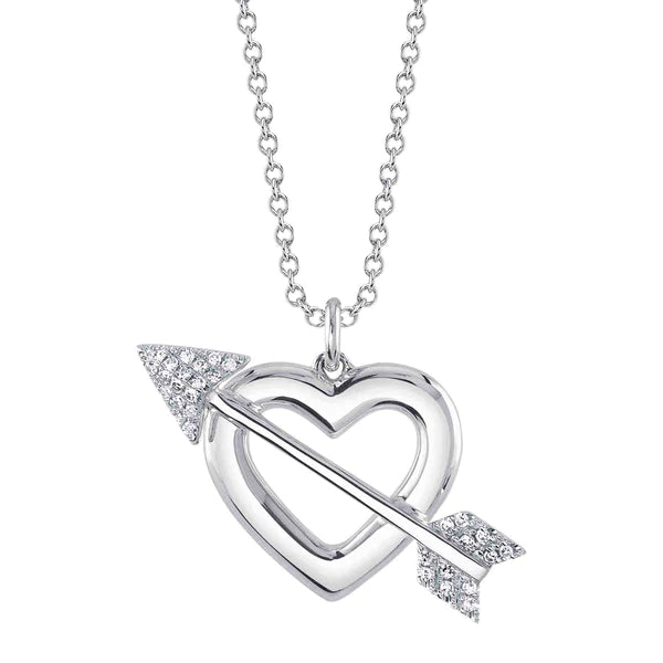 14K Gold Diamond Heart & Arrow Necklace