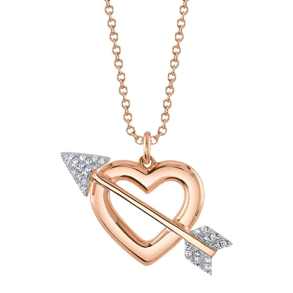 14K Gold Diamond Heart & Arrow Necklace