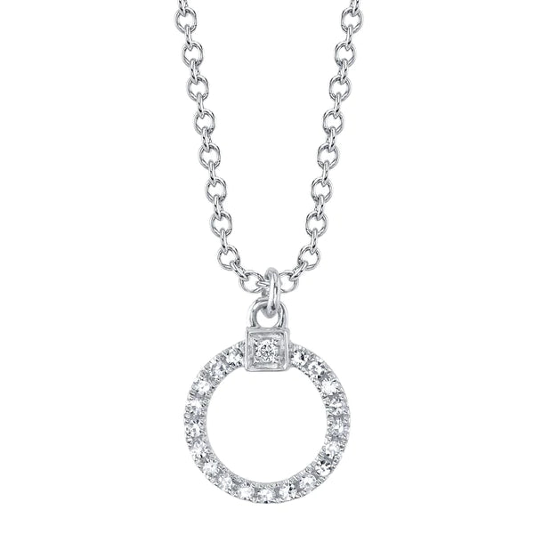 14K Gold Diamond Circle Necklace