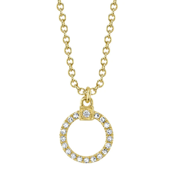 14K Gold Diamond Circle Necklace