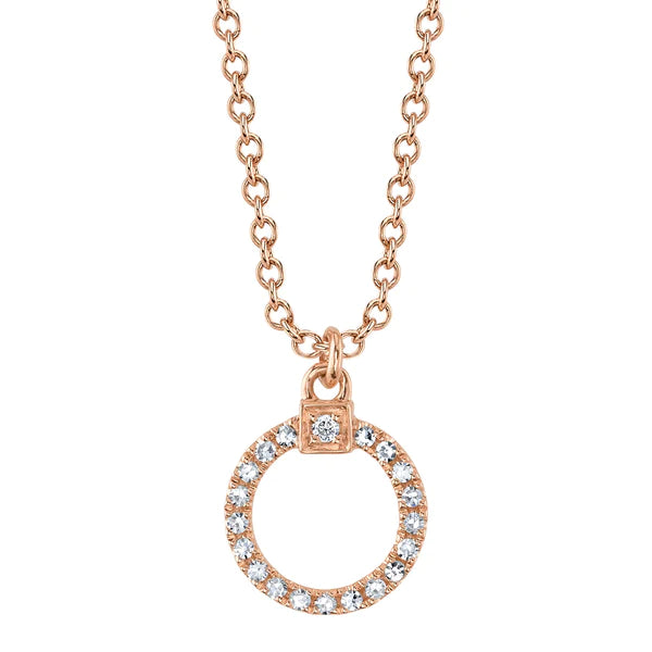 14K Gold Diamond Circle Necklace