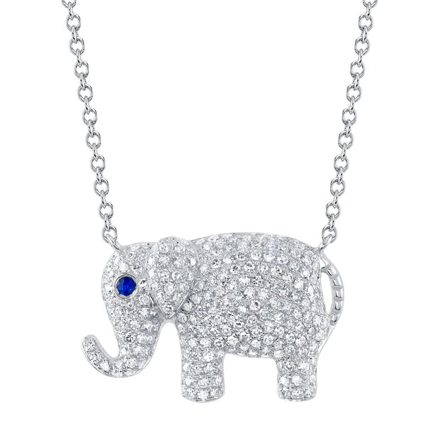 14K Gold Elephant Diamond Necklace