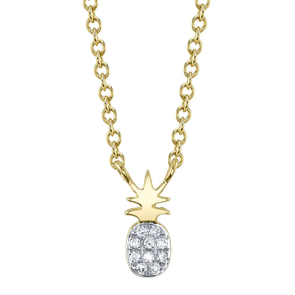 14K Gold Diamond Pineapple Necklace