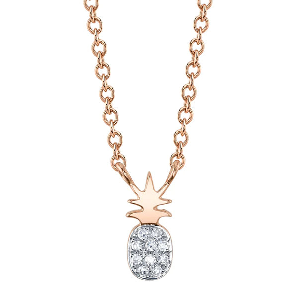 14K Gold Diamond Pineapple Necklace