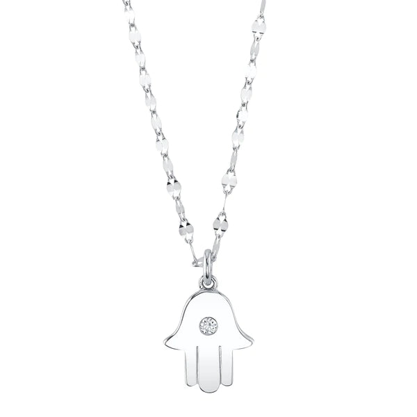 14K Gold Diamond Hamsa Necklace