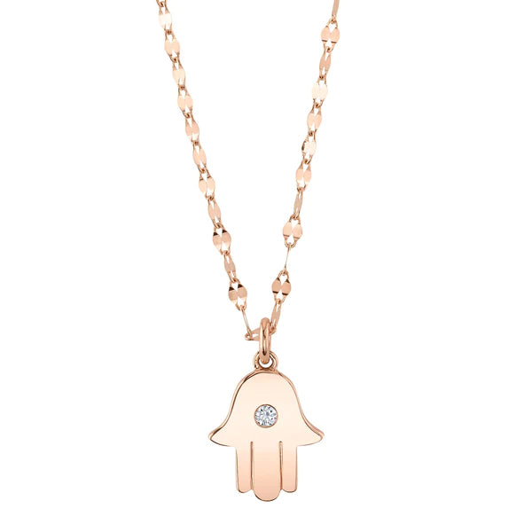 14K Gold Diamond Hamsa Necklace