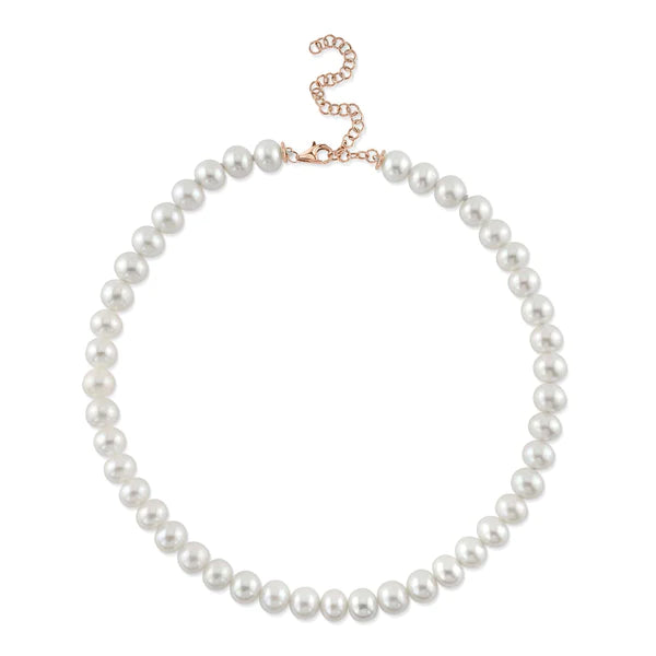 14K Gold Diamond Pearl Necklace