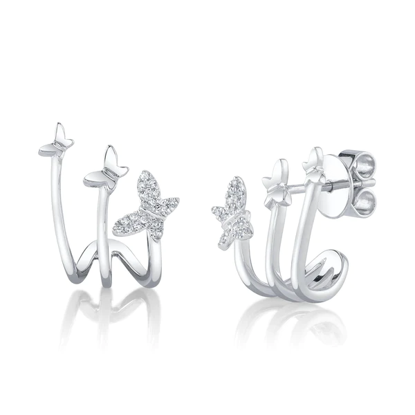 14K Gold Diamond Butterfly Earrings