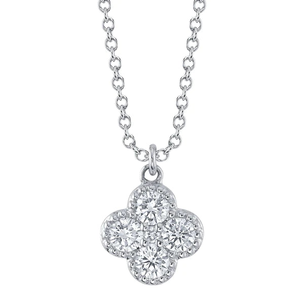 14K Gold Diamond Clover Necklace