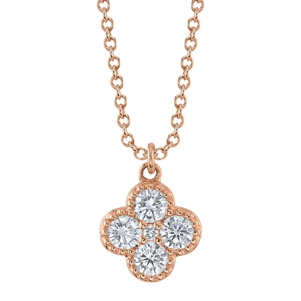 14K Gold Diamond Clover Necklace
