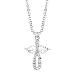 14K Gold Diamond Angel Necklace