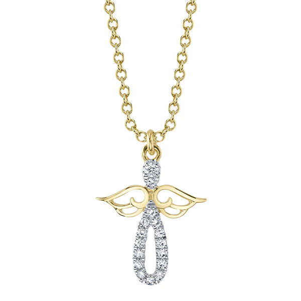 14K Gold Diamond Angel Necklace