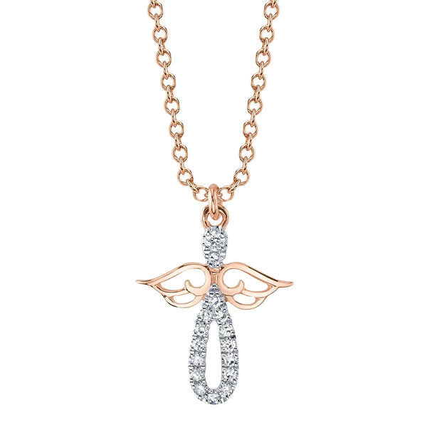 14K Gold Diamond Angel Necklace