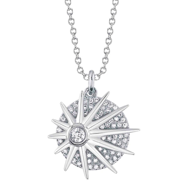 14K Gold Diamond Sun Necklace