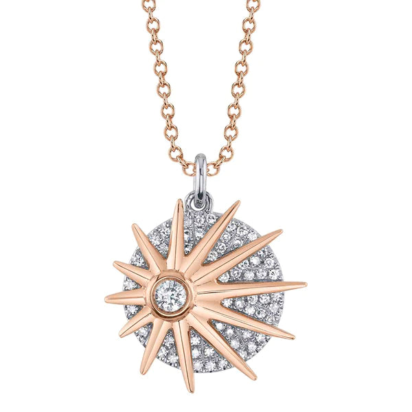 14K Gold Diamond Sun Necklace