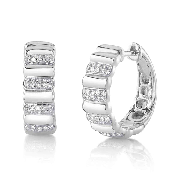 14K Gold Diamond Hoop Earrings