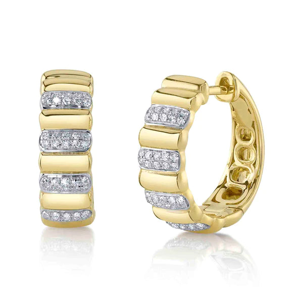 14K Gold Diamond Hoop Earrings