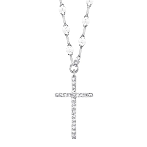 14K Gold Diamond Cross Pendant Necklace