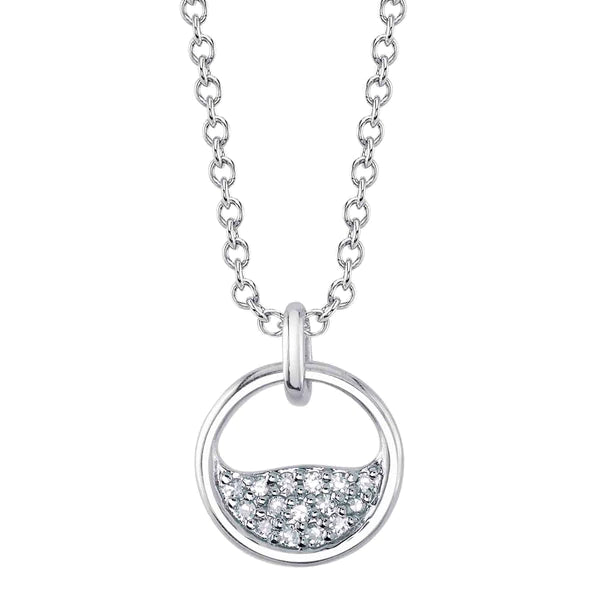 14K Gold Diamond Circle Pendant Necklace