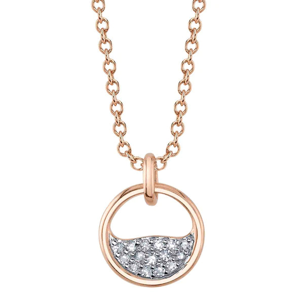 14K Gold Diamond Circle Pendant Necklace