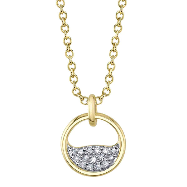 14K Gold Diamond Circle Pendant Necklace