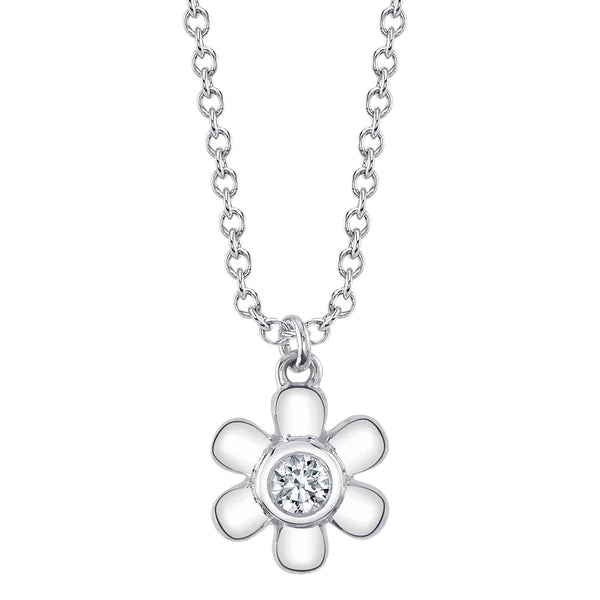 14K Gold Diamond Flower Necklace