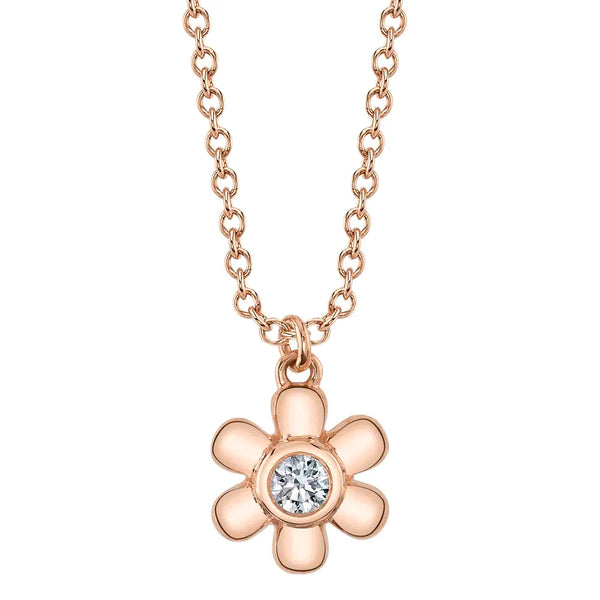 14K Gold Diamond Flower Necklace