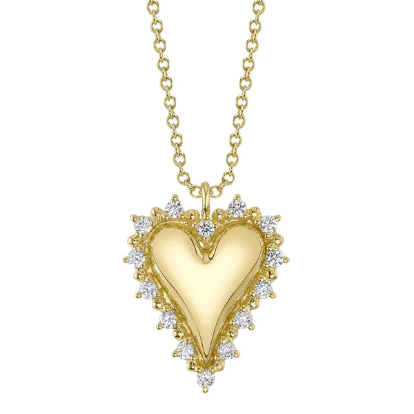 14K Gold Diamond Heart Necklace