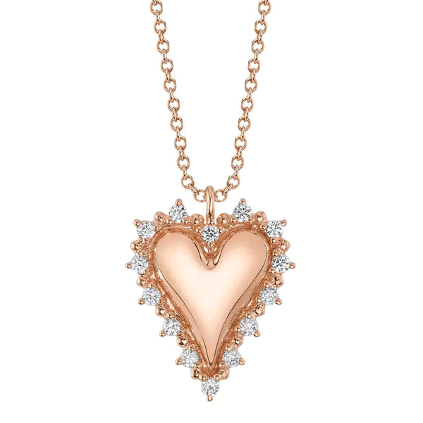 14K Gold Diamond Heart Necklace