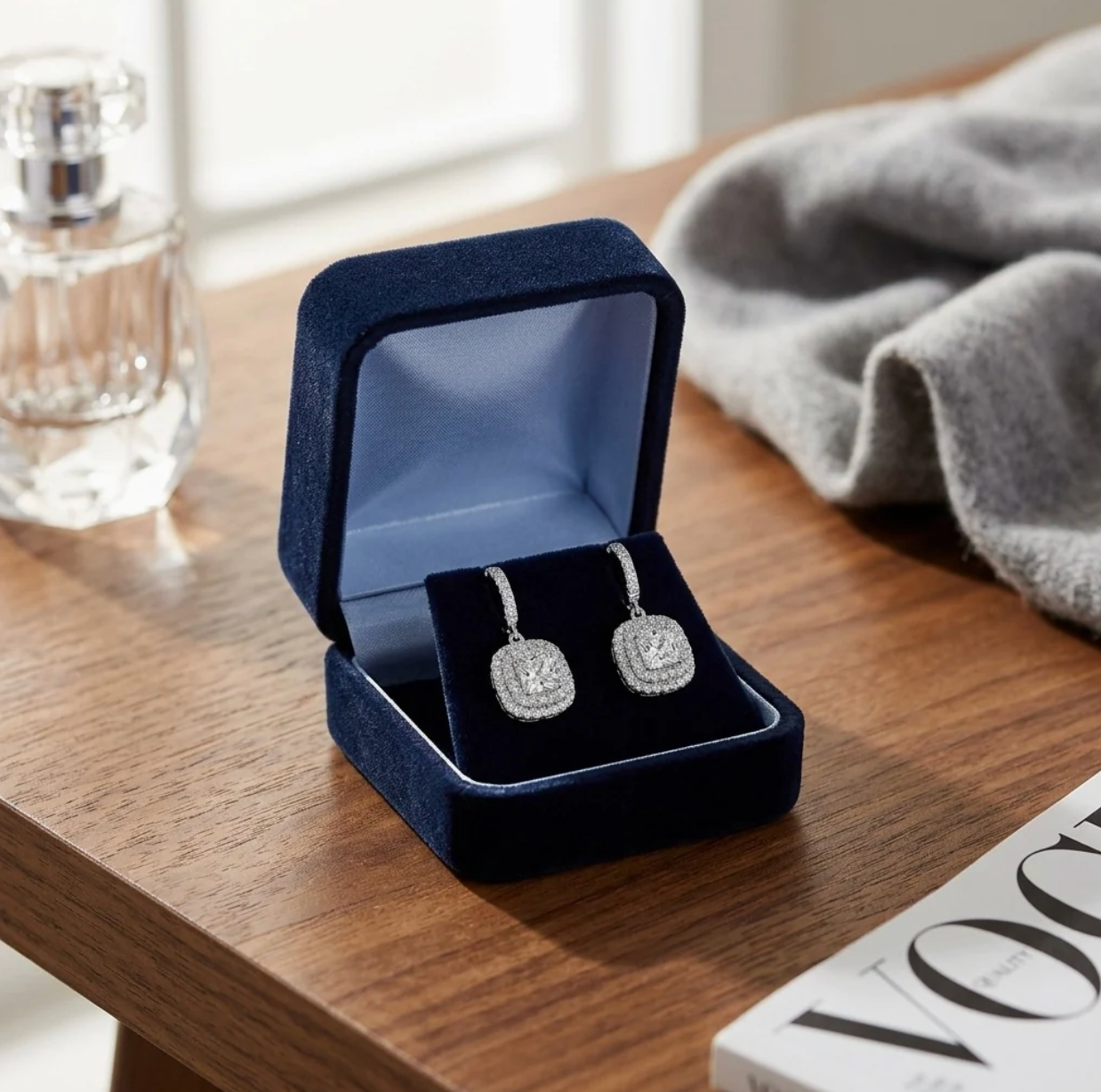 Cushion Cut Diamond Earrings 18K White Gold 2.36 TCW Certified Natural