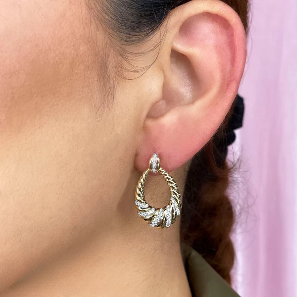 14K Gold Diamond Teardrop Earrings