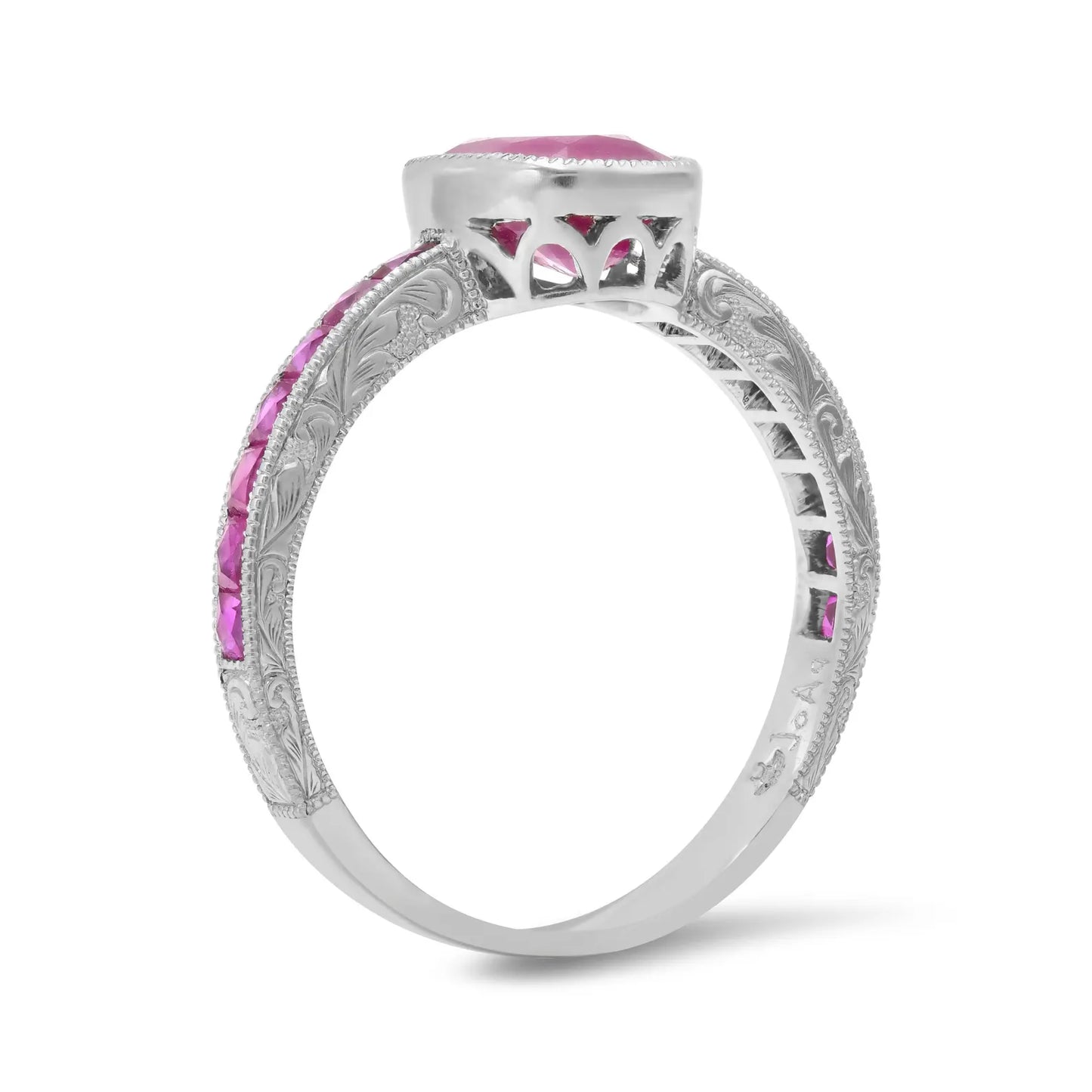 Art Deco Ruby Diamond Platinum Ring 2.43 CTW Certified Natural Handmade
