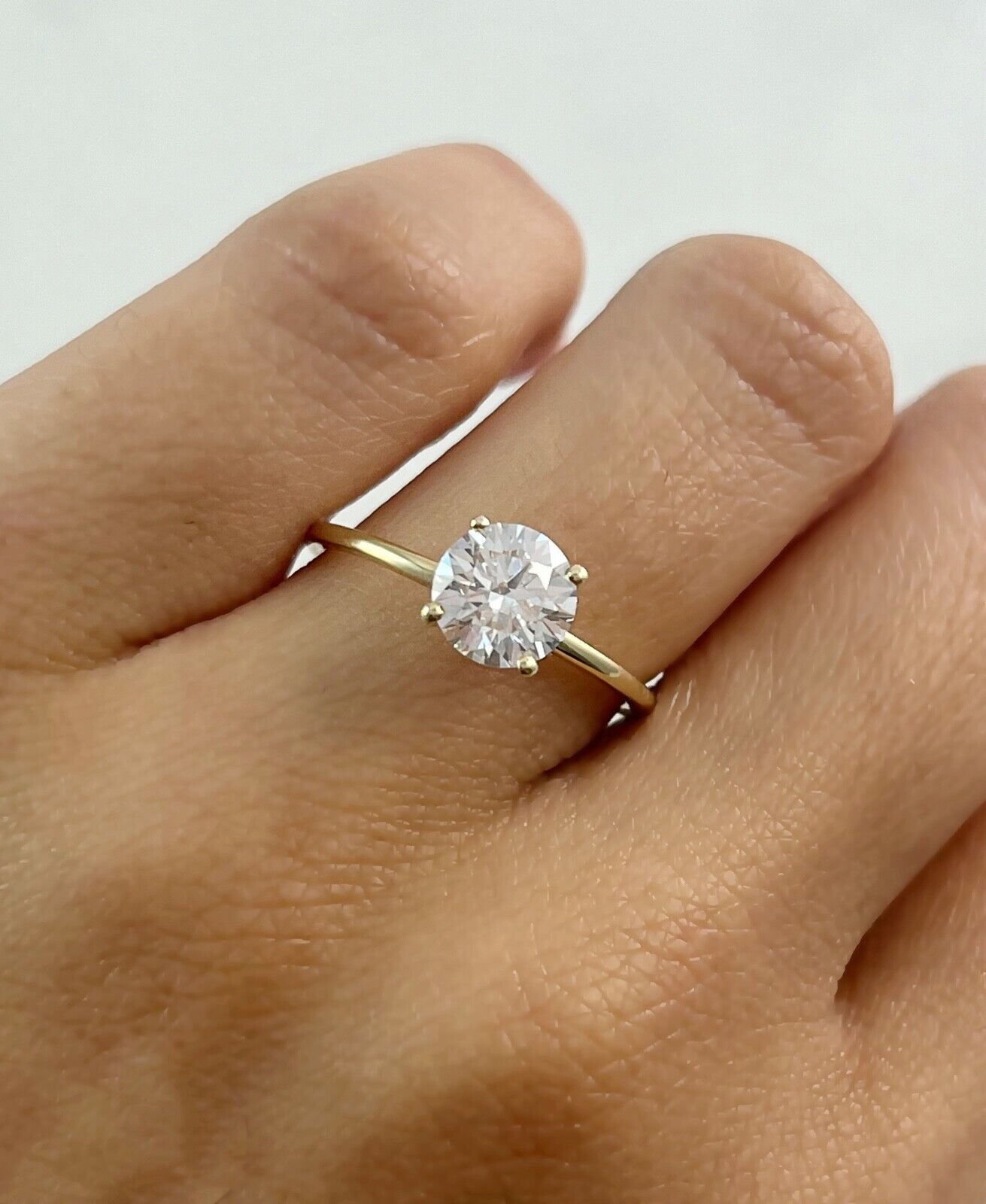 1.11 CT 14K Yellow Gold Lab Grown Round Diamond Engagement Ring
