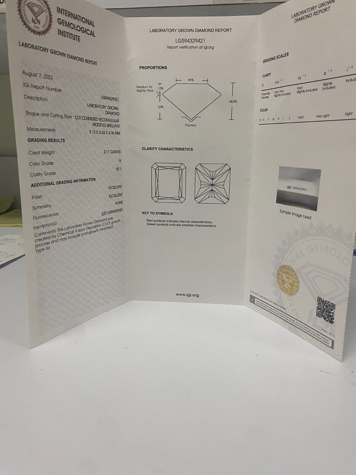 2.51 TCW 14K White Gold Lab Grown Radiant Diamond Engagement Ring